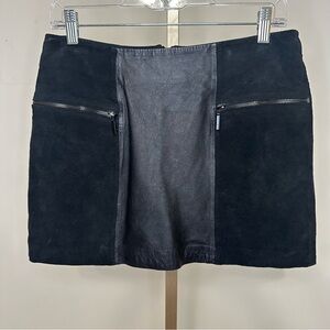 Black suede and leather mini skirt